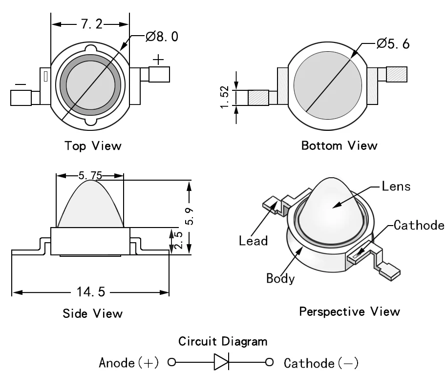 Инфракрасная Лазерная лампа высокой мощности 3 Вт 940 нм 60 градусов Вт|infrared 940nm|infrared