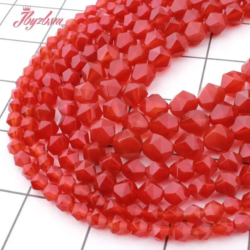 

High Quality Natural Agate Faceted Red Loose 6/8/10mm Stone Beads For DIY Necklace Bracelet Earring Jewelry Making Strand 15"