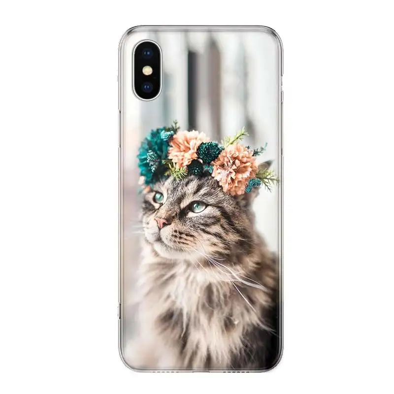 Чехол для телефона Merry Christmas cat серый чехол с милым котом iPhone 11 5 6 6s 7 8 Plus X XS XR Pro Max