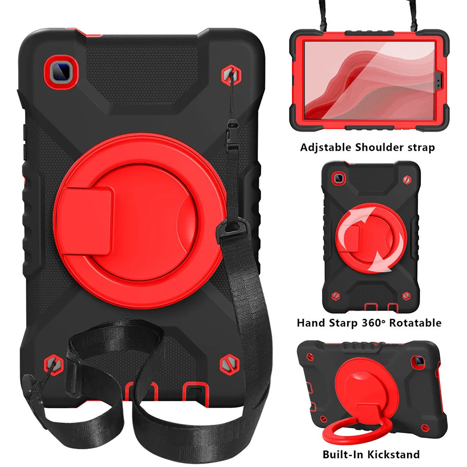 

360 Rotation Bracket Kids Case for Samsung Galaxy Tab A7 Lite Shockproof Cover T225 T220 Silicone Case with Shoulder Strap