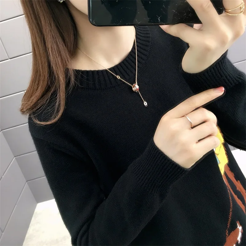 5578(№ 9, 4-й ряд Восточной комнаты) осеннее платье стиль круглый воротник тонкий вязаный свитер красивый пуловер платье 49ff