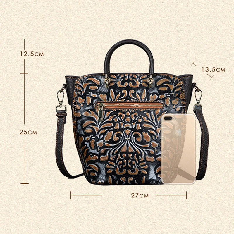 

YourSeason Cow Leather Female 2021 Vintage Handmade Embossed Handbag Large Capacity Womens Luxury Shoulder Bags