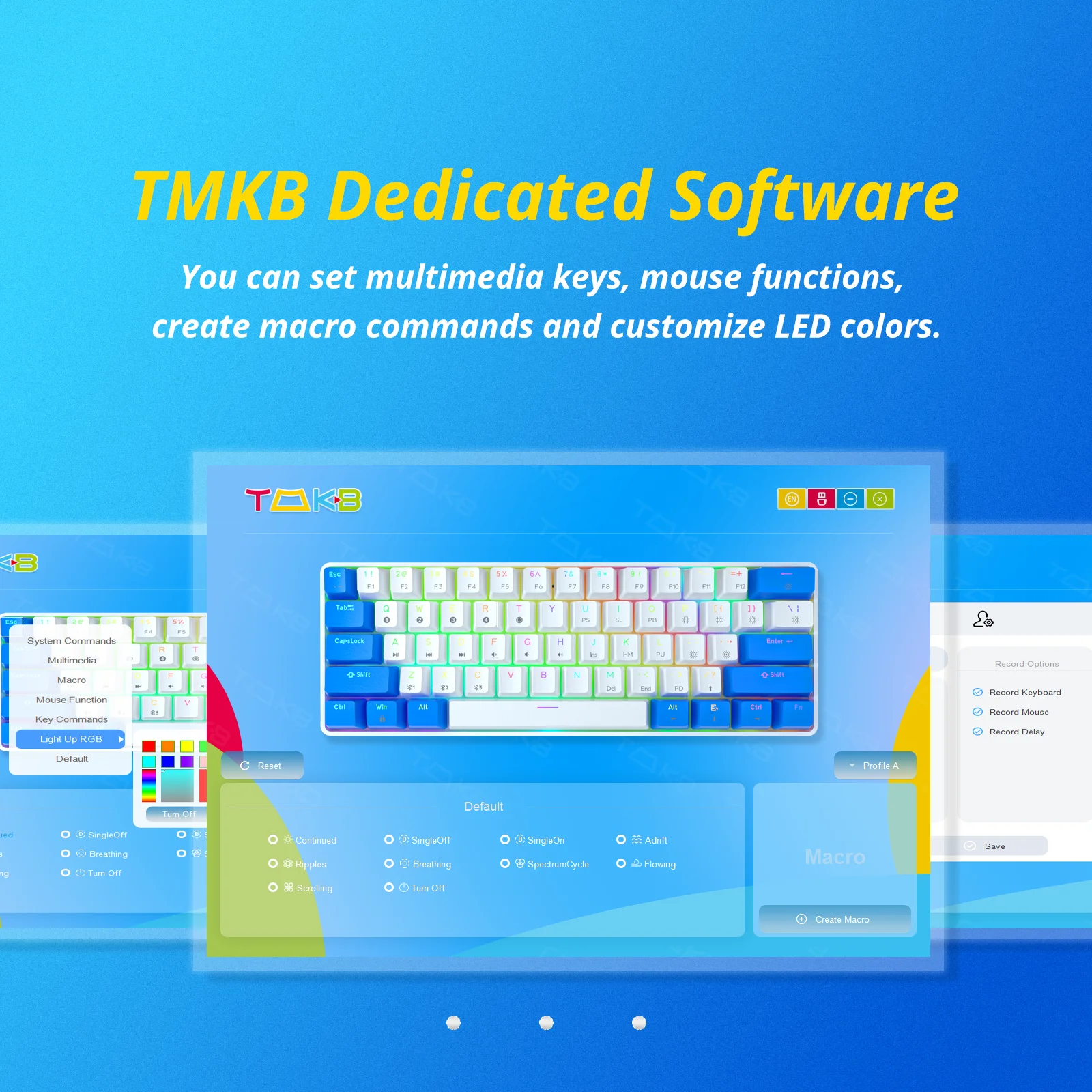 Механическая игровая мини-клавиатура TMKB GK61 Bluetooth 5.1 Type-C RGB популярная