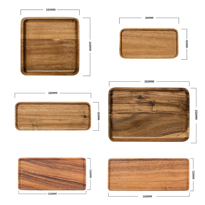 

Acacia Wood Rectangle Wooden Tray Japanese Style Household Serving Tray Steak Fruit Snack Coffee Plate Food Platters And Trays