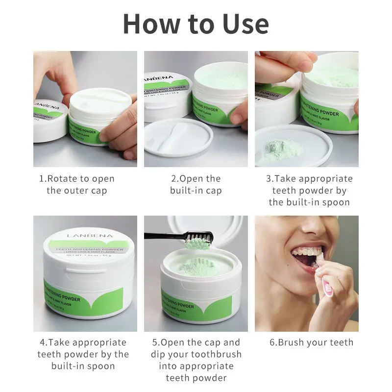 

BREYLEE Teeth Whitening Powder Tangy Lemon Lime Remove Plaque Stains Toothpaste Dental White Teeth Cleaning Oral Care
