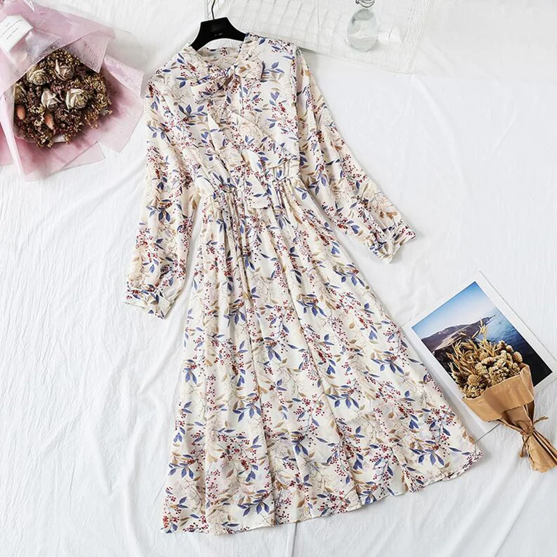 Женское шифоновое платье с длинным рукавом Повседневные Вечерние Платья