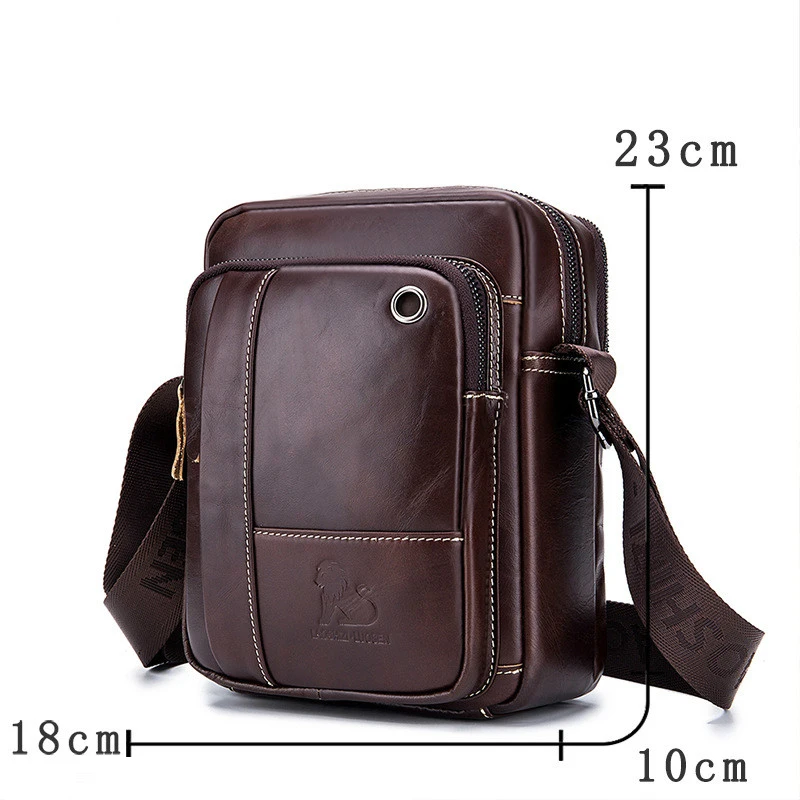 LAOSHIZI брендовая мужская сумка через плечо из натуральной кожи мессенджер