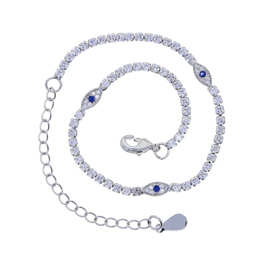 

Blue cz Evil Eye Anklet for Women String Boho 2mm cz Tennis Charm Rhinestone Ankle Bracelets foot jewelry Bulk Wholesale Gift