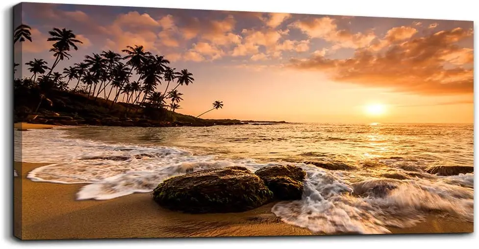 

Wall art decoration golden yellow ocean sunshine home decoration kitchen bathroom inspirational canvas printing poster