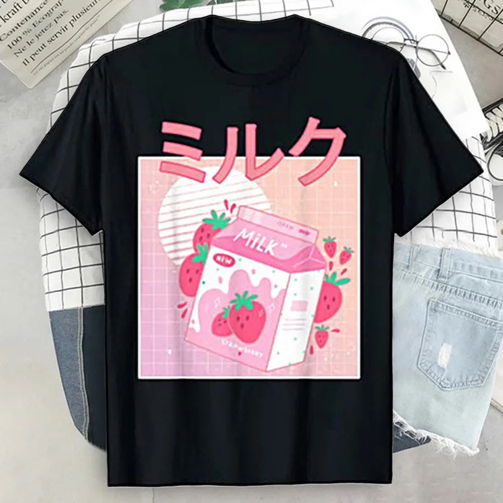 Повседневная модная футболка с коротким рукавом милые летние топы в японском