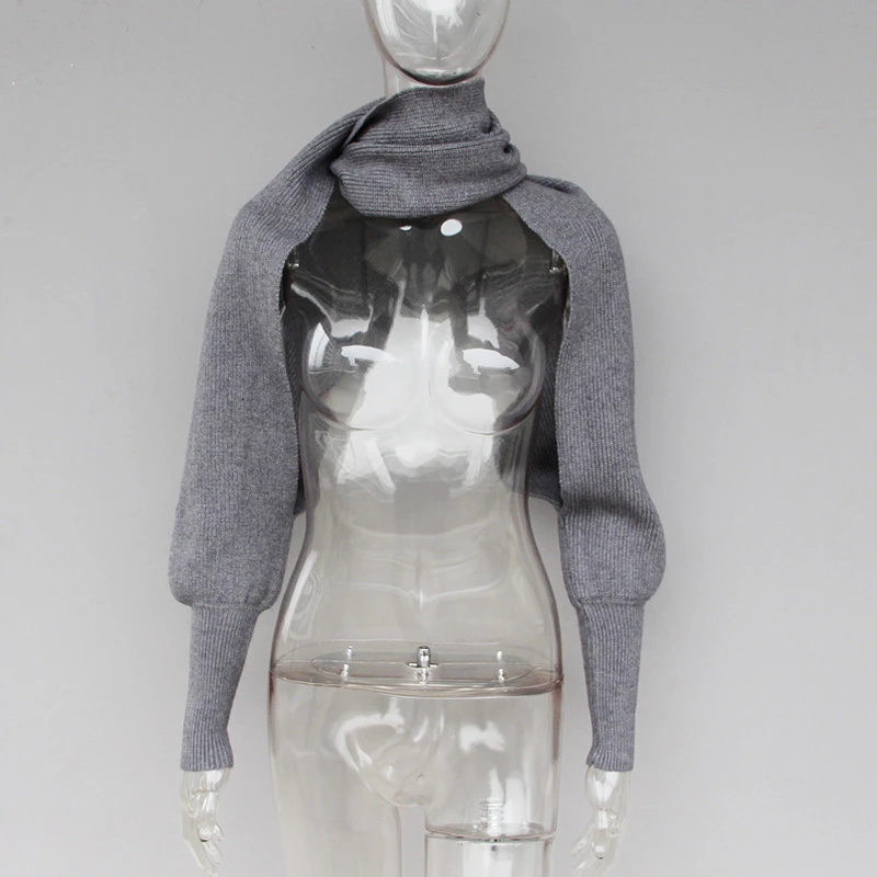 VGH Повседневные вязаные шарфы для женщин с твердым рукавом нагрудник шаль Осень