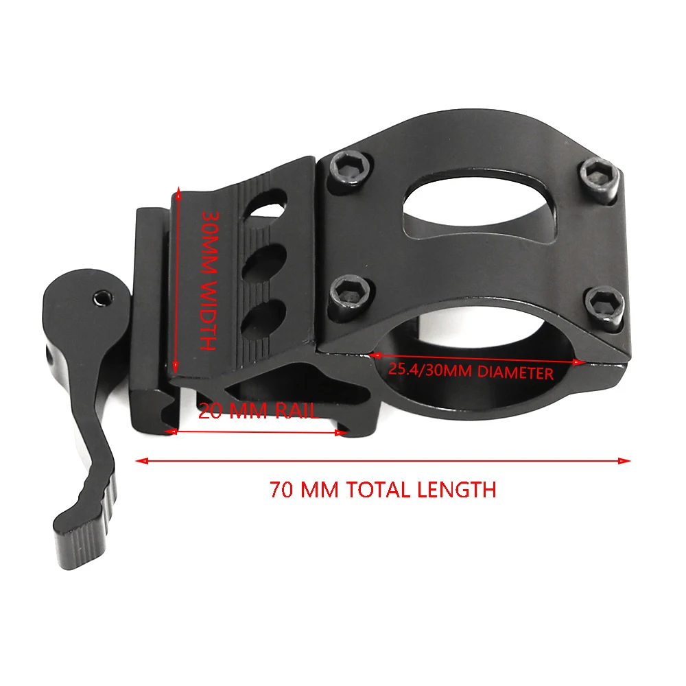 

Tactical 25.4/30mm 45 degree offset Ring Rail Mount QD Flashlight Mount Fit 20mm Rail Hunting