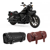 motorcycle front luggage bag for harley sportster xl touring softail dyna road king fork pu leather tool bag toolbag vintage