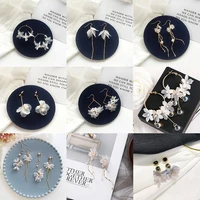 xiyanike white acrylic tassel drop earrings 2021 trendy flower dangle earrings for women wholesale fashion gift jewelry oobellen