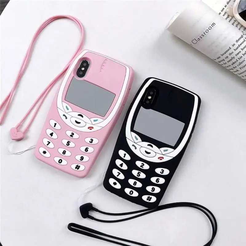 

3D Cute Retro Mobile Phone Soft Silicon Back Cover For iPhone 11 Pro X XR Xs Max 6 6S 7 8 Plus Phone Cases Fundas Coque Capa