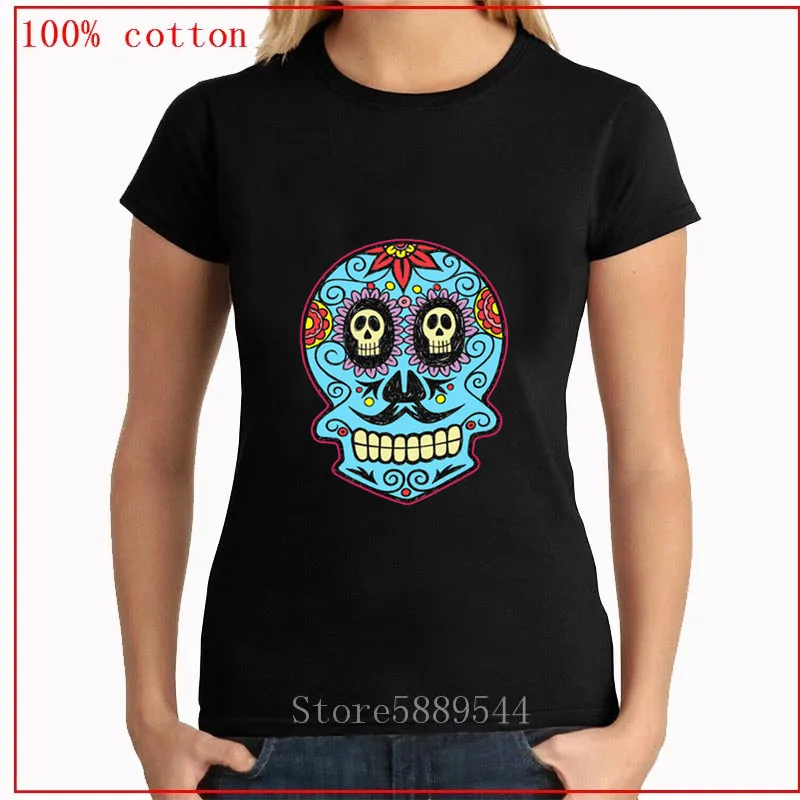 День мертвых Хэллоуин мексиканские черепа 2020 летняя футболка Женская