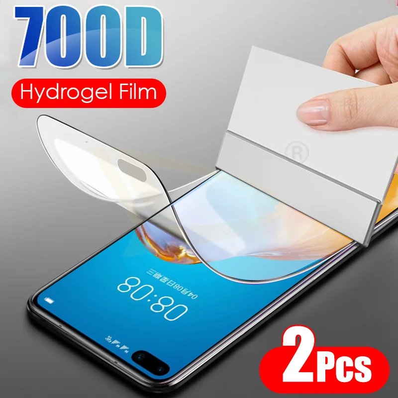 2 шт. 700D Гидрогелевая пленка для Huawei P40 Lite E Pro PLus 5G Защитная экрана P30 P20 полное