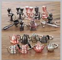 creative 3d coffee cup key chain mini kitchen utensils metal key chain promotion coffee ware pendant key chain