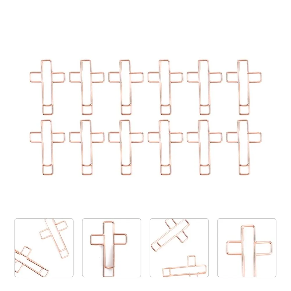 

12Pcs Cross Paper Clips Cross Shaped Clips Bible Journaling Clamps Office Folder