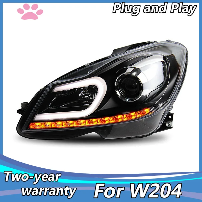 

Car Styling Head Lamp for W204 LED Headlights 2011-2014 C200 C260 Headlight LED DRL Hid bi-xenon lens