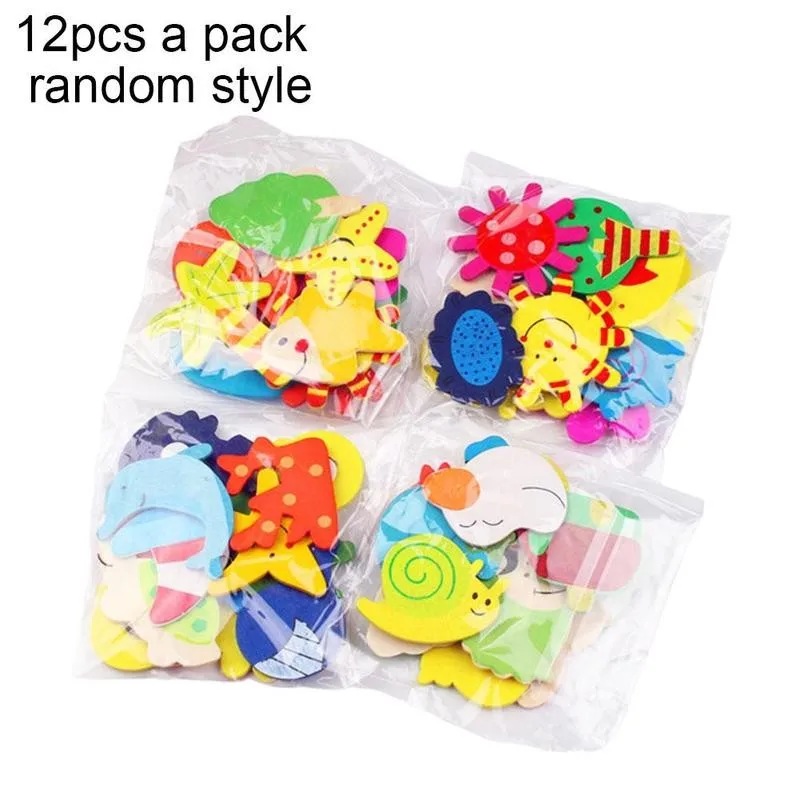 12 шт./компл. милые магнитные наклейки на холодильник животные Мультяшные