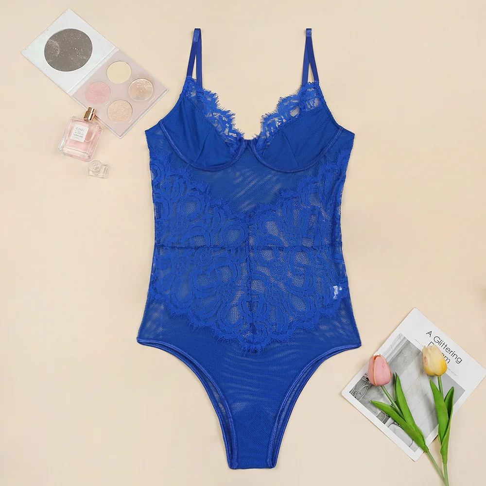 

Lace Women's Underwear Mesh Embroidered Sexy Lingerie Bodysuit Women See Through Exotic Costumes Catsuit Apparel Erotic Lingerie