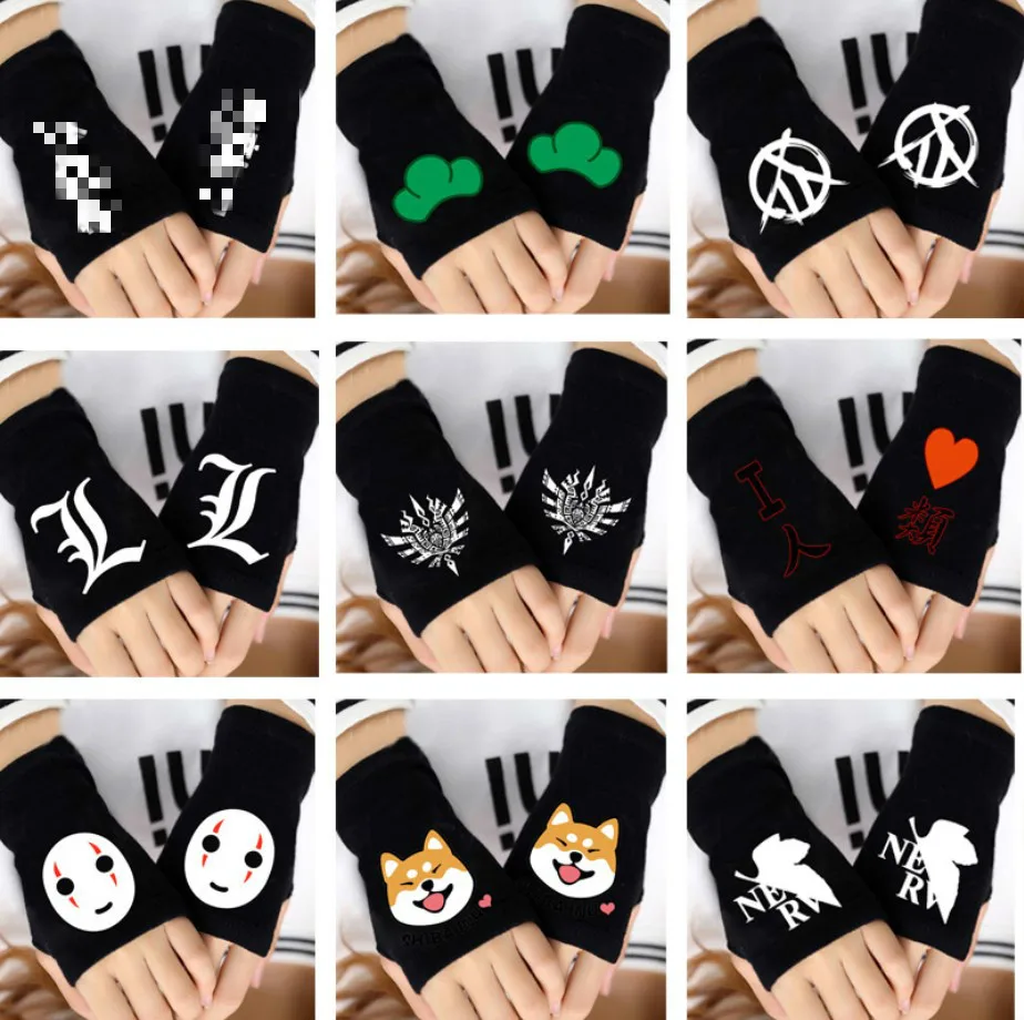 

Anime Monster Hunter Osomatsu-san No Face Man Half-fingered Gloves Cosplay Costumes Warm Cotton Knitted Cool Mittens