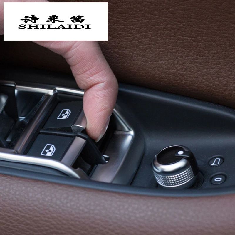 Автомобильный Стайлинг, двери, подлокотник, панель, Накладка для Audi Q7, оконное стекло, кнопки подъема, рамка, наклейка, полоса, нержавеющая сталь, авто наклейки