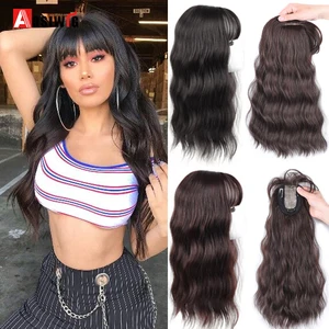 Aosiwig искусственные волосы для наращивания зажим для волос Сменные волнистые челки натуральные волосы шиньон черный коричневый синтетический для женщин