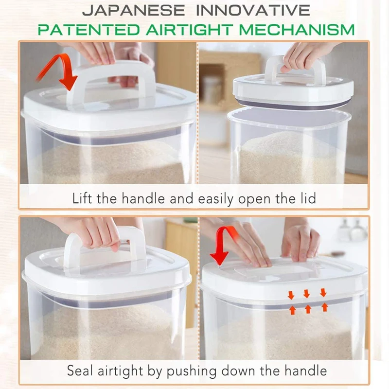 Rice Storage Container - 10 Lbs Airtight Cereal Bin With Measuring Cup Food Dispenser For | Дом и сад