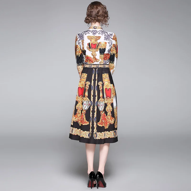 

2021 Spring Summer Women Dress Runway Fashion Designer Long Sleeve Simple Floral Printed Casual A-line Ladys Dresses Plus Size