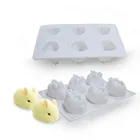 Силиконовая 3D форма с 6 отверстиями, форма для пудинга с кроликом для самостоятельного изготовления шоколадных десертов, муссов, украшения для торта, инструменты для выпечки