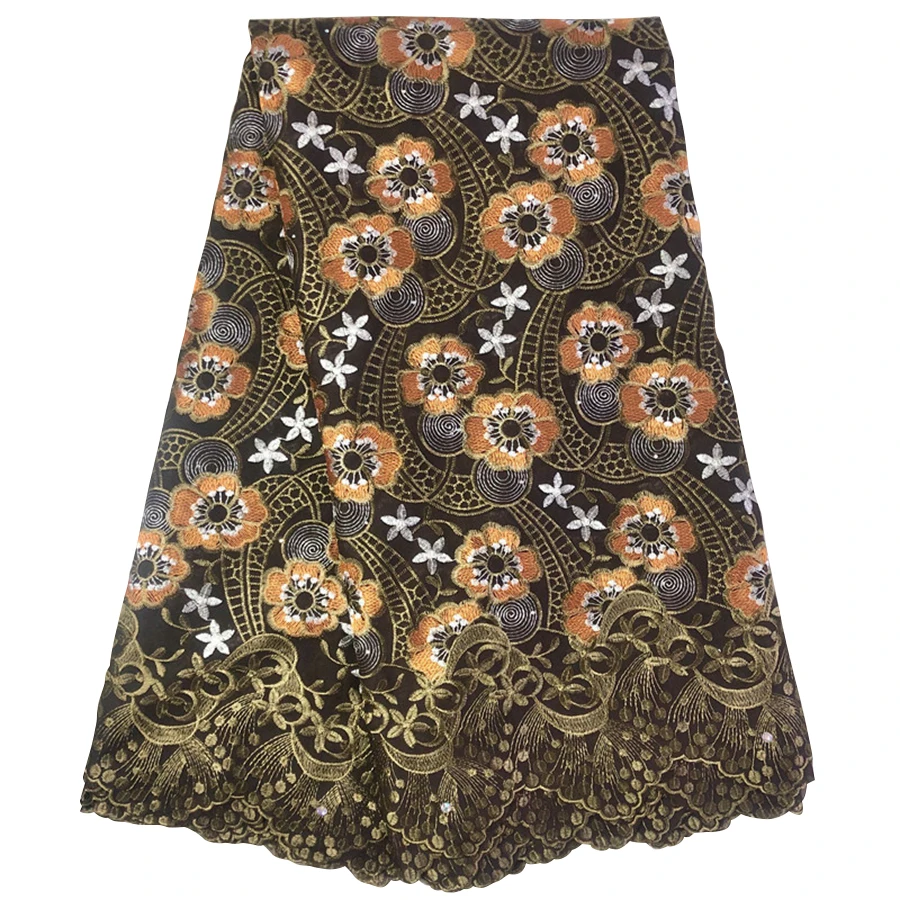 

Африканская Хлопковая кружевная ткань Bazin brode Свадебная богатая Ткань 5 ярдов вышивка вуалевая хлопковая ткань Brode высокое качество