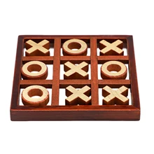 XO Wood Board Game Toy Leisure Parent-Child Interaction Game Noughts And Crosses Game Wooden Board Puzzle Game Educational Toys