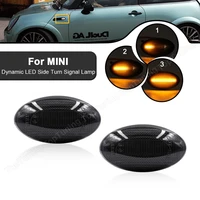 1pair smokeclear dynamic led side marker turn signal lamp flowing repeater light for mini cooper r50 r52 r53 2002 2008