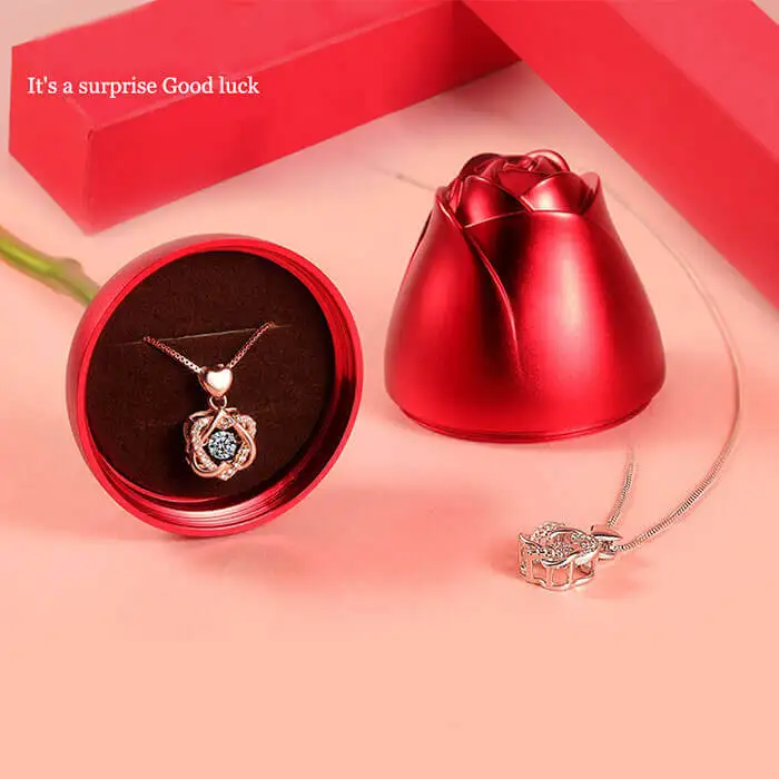 Ожерелье в форме сердца с розовым цветком подарочной коробке | Дом и сад