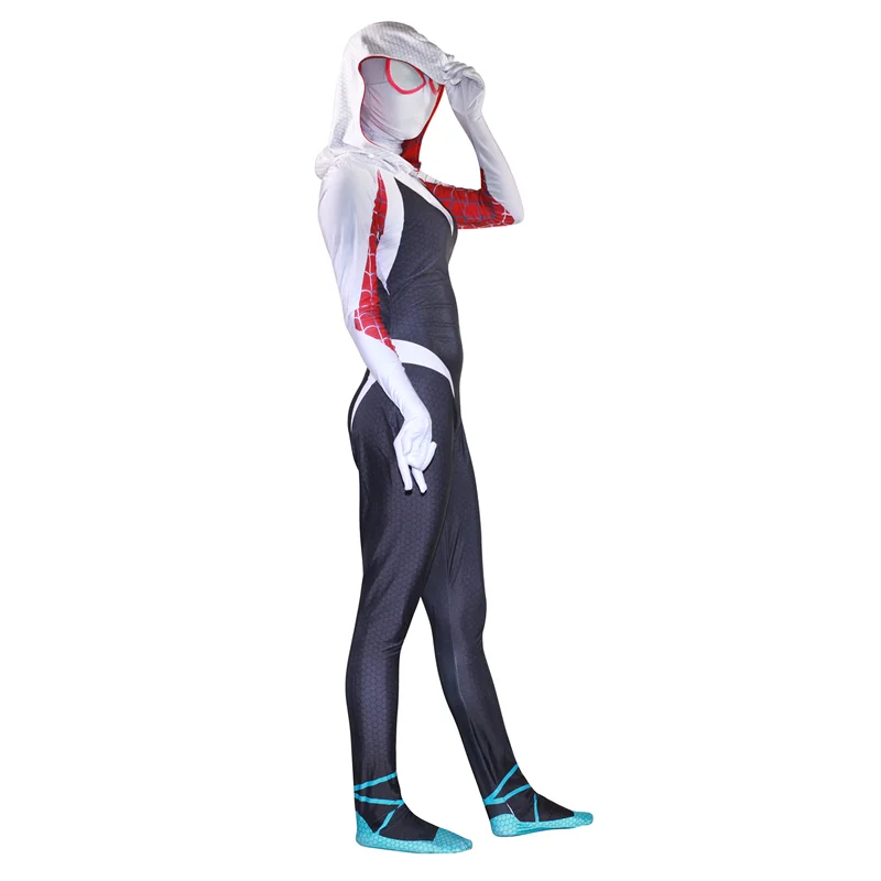 Супергерой Gwen Хэллоуин косплей вечеринка женское платье из спандекса облегающий
