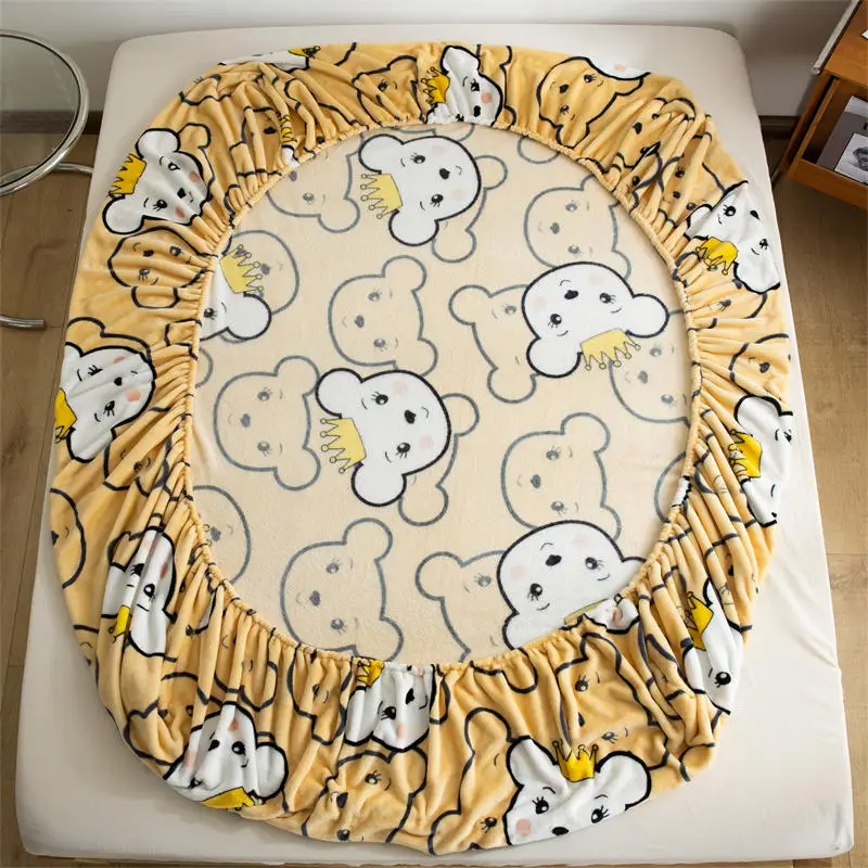 New Milk Velvet Fleece Mattress Protector Fitted Sheet Style Bed Cover Fashion Short Plush Warm Breathable All Season Bedding | Дом и сад