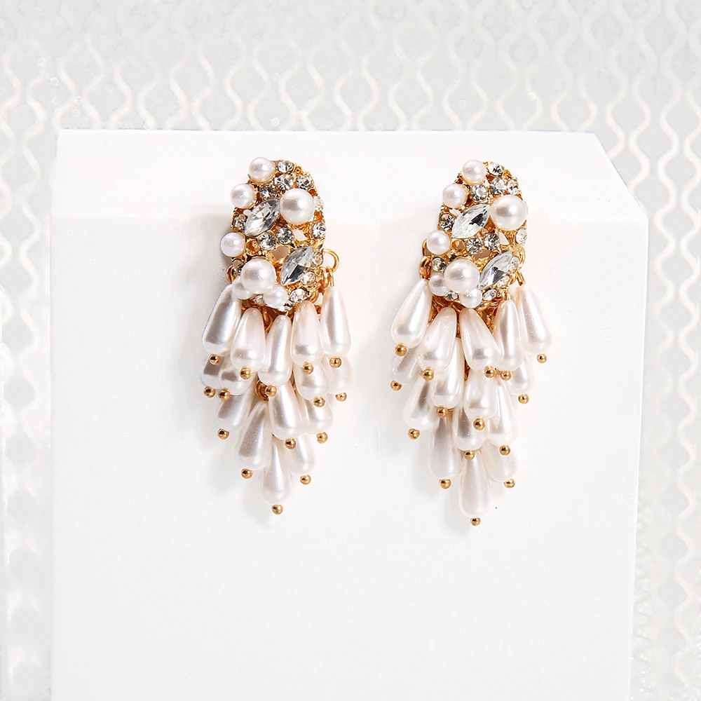 Корейская Изысканная мода белый жемчуг серьги Виноградный кластер капли воды