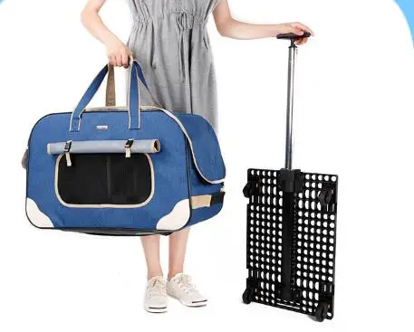 Четыре колеса складная коляска для питомцев Портативный из дышащего материала