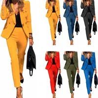 spring and autumn new hot sale womens solid color casual suit two piece