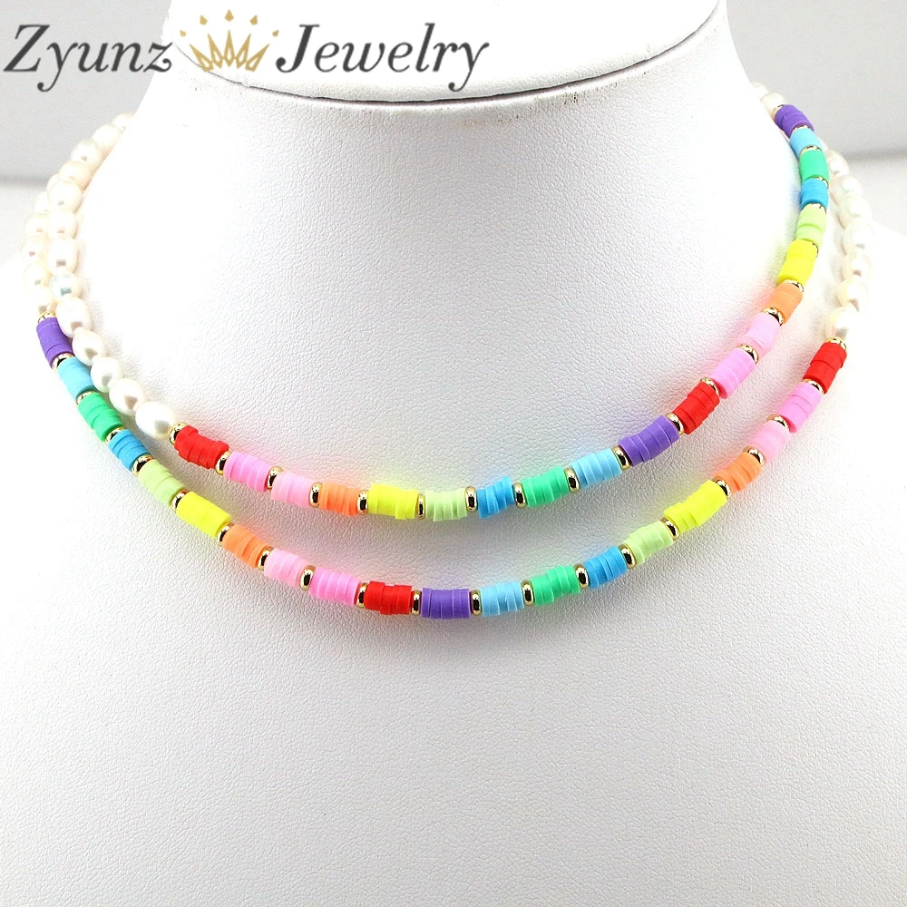 

3PCS, Summer Necklace Women Chain Pearl Necklaces Jewelry Ladies Soft Clay Colorful Bohemia Choker