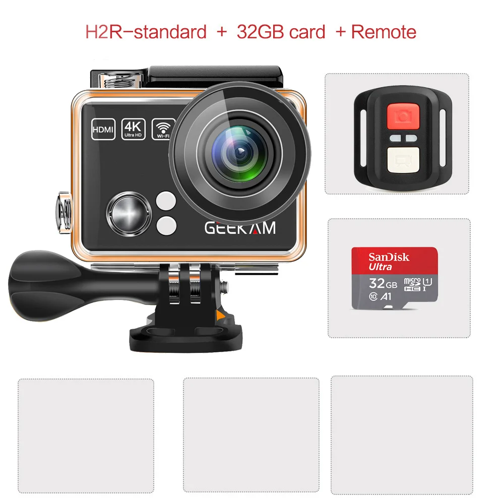 H2R-M GEEKAM Экшн-камера H2R/H2 ультратонкий HD 4 K/25fps WiFi 2," 170D подводный водонепроницаемый велосипедный шлем Экстремальные виды спорта видео камера - Цвет: H2R-M