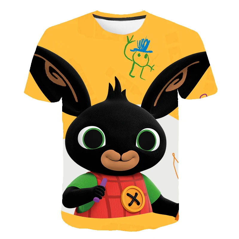 С героями мультфильмов Bing детская одежда 3D футболка с короткими рукавами милая