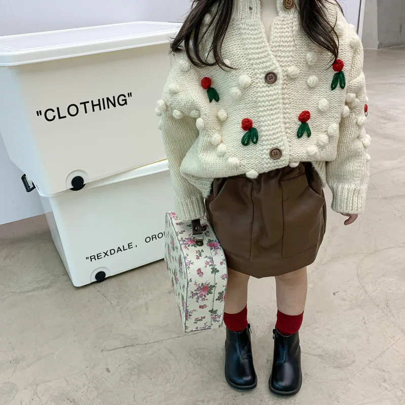 Осенне-зимняя новая юбка для маленьких девочек коричневые юбки из мягкой кожи