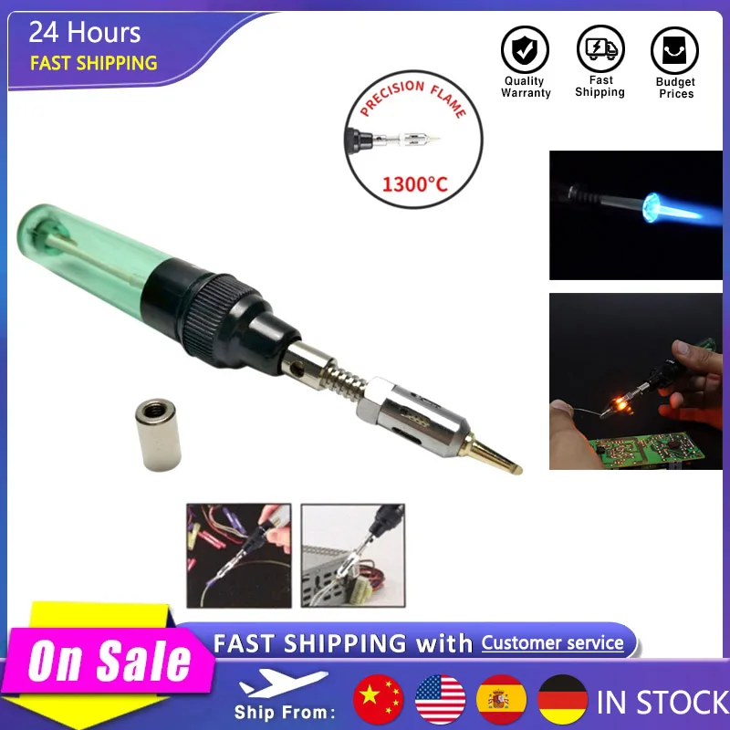

1300 Degree Gas Blow Torch Soldering Solder Iron Cordless Butane Tip Tool Welding Pen Burner 8ml Welding Soldering Kit
