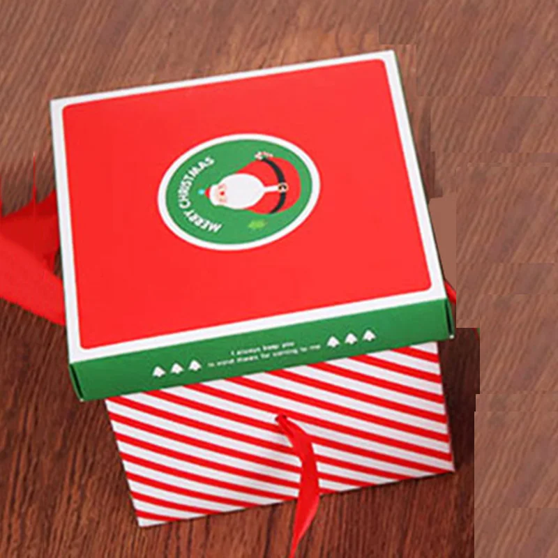 20pcs-Santa Claus Красная белая полоса Подарочная коробка Merry Christmas портативная коробка для конфет крафт посылка Складная Крафт бумажная коробка для печенья Милая посылка вечерние Fa - Цвет: 20pcs-Santa Claus