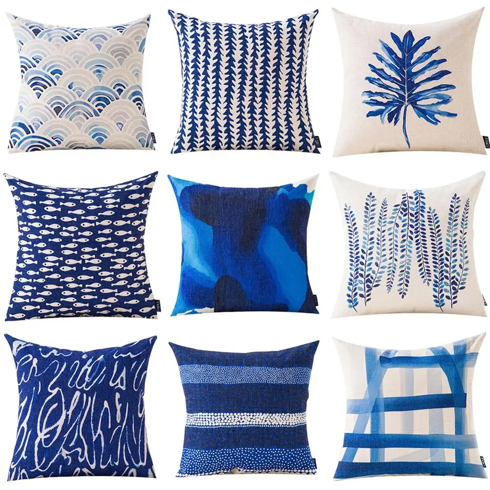 

Home Decorative Simple Pillow Case Blue Geometric Cushion Cover Sofa Seat Hotel Home Living Room Bedroom Decoration 45*45 cm