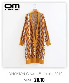 OMCHION Casaco Feminino осенний кардиган с v-образным вырезом и карманами, Женский Повседневный корейский вязаный свитер, пальто, теплый свободный джемпер LP182