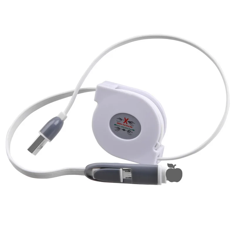 2 в 1 USB кабель для iPhone XS Max XR X 8 7 6 6S Micro USB кабель Android для samsung Xiaomi huawei Выдвижной зарядное устройство USB порт